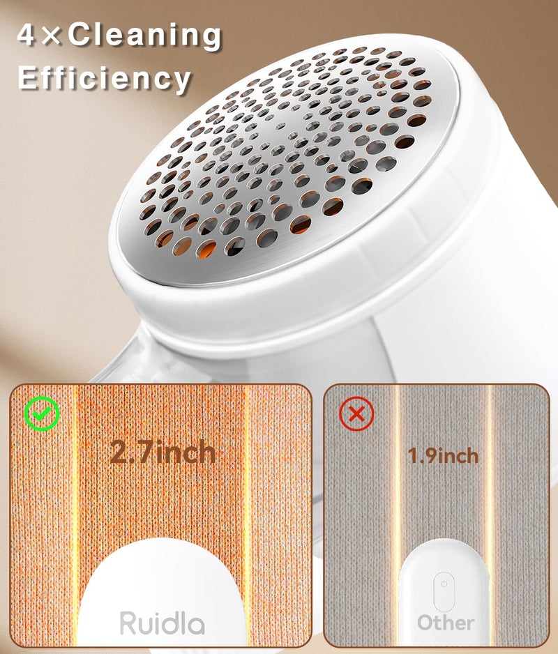 Ruidla Fabric Shaver Lint Remover  Sweater Shaver with Replaceable Stainless Steel 6-Leaf Blades  Fabric Defuzzer for Clothes Fuzz  Lint Balls - Battery Operated - Image 5